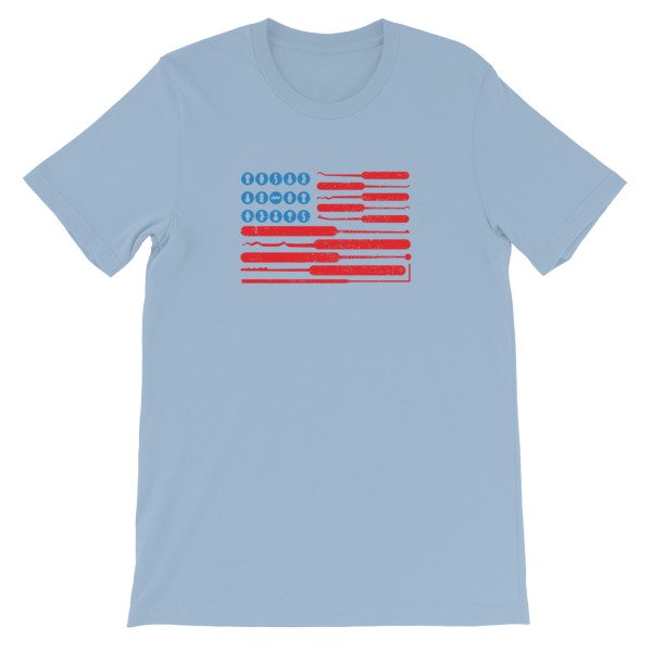 Distressed Lockpick Flag Unisex T-Shirt | Hacker Apparel - Image 7